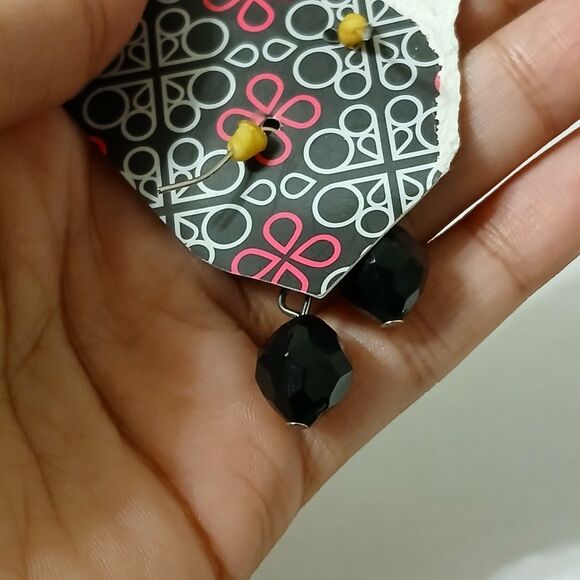 Paparazzi Black Beaded Faceted Sphere Dangle Drop Earrings - Picture 7 of 7